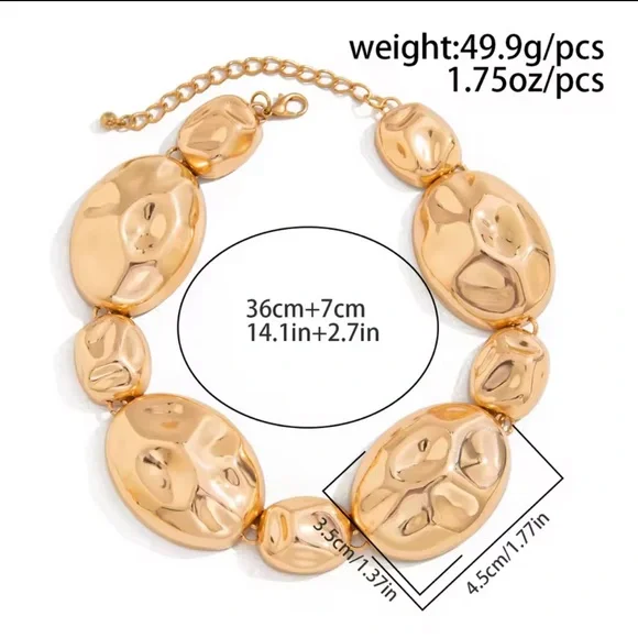 NEW! Zara Gold unique shape Statement Necklace and Earring Set NWT - Picture 5 of 8